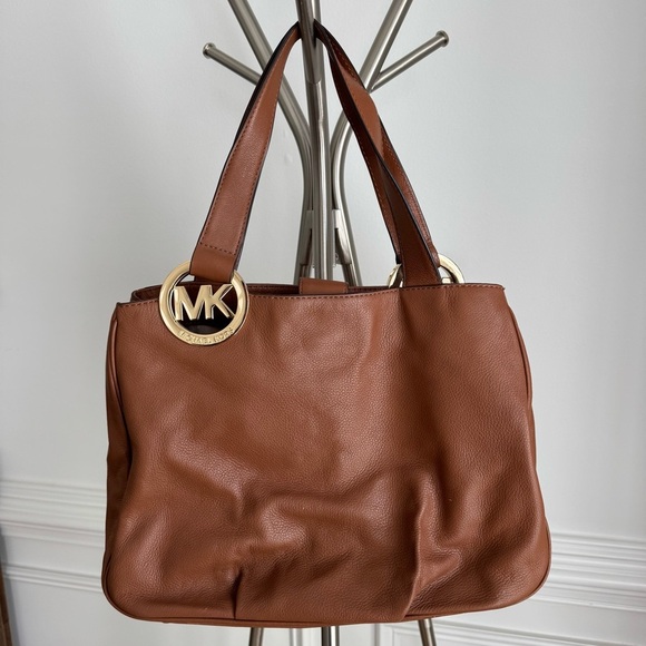 Michael Kors Brown / Cognac Pebbled Leather Shoulder Bag - Picture 1 of 7
